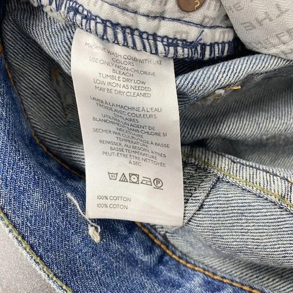 We The Free Shorts Womens 27 Blue Denim Bermuda Button Fly Relaxed 100% Cotton - Picture 8 of 14